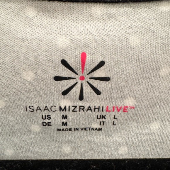 Isaac Mizrahi Live Black and white Polka Dot V-Neck Top size medium 3/4 sleeve - Picture 4 of 4